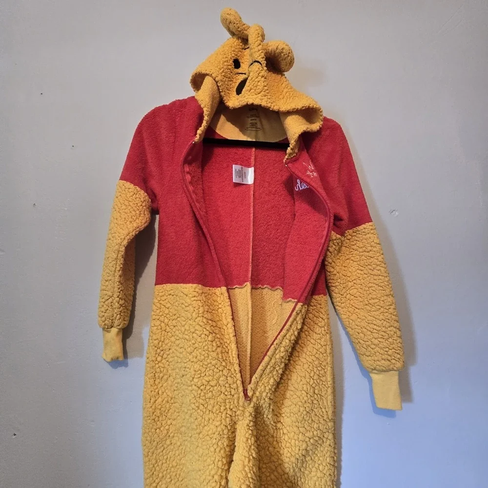Disney Winnie the Pooh Sz XSM Hooded Zip Costume/Pajama Fleece Halloween Bear